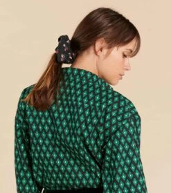 Chouchou PÂQUERETTE Noir Fuchsia -Mode Vêtements Magasin chouchou paquerette.1