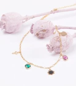 Collier PAMPILLES Menthe-fuchsia