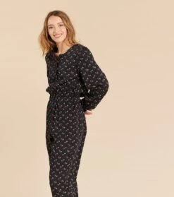 Combinaison Pantalon CARMEN Pâquerette Noir Et Fuchsia -Mode Vêtements Magasin combi carmen.3