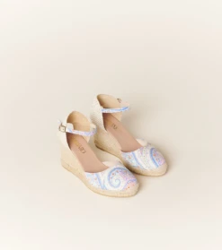 Espadrilles Compensées Grand Cachemire Blanc Multico