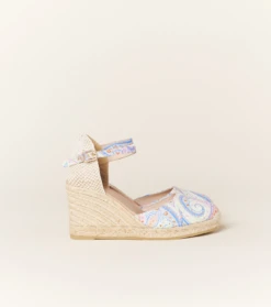Espadrilles Compensées Grand Cachemire Blanc Multico -Mode Vêtements Magasin compens es grand cachemire.2