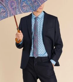 Cravate En Twill De Soie GRAND CACHEMIRE Bleu -Mode Vêtements Magasin cravate grand cashemire.3