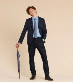 Cravate En Twill De Soie GRAND CACHEMIRE Bleu -Mode Vêtements Magasin cravate grand cashemire.4