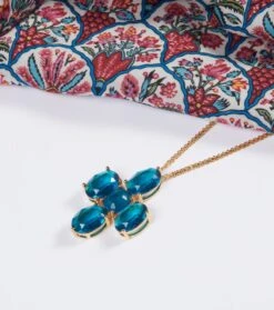 Collier Croix Azur Bleu