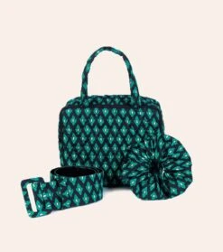 Valisette Matelassée DORA Palmette Vert