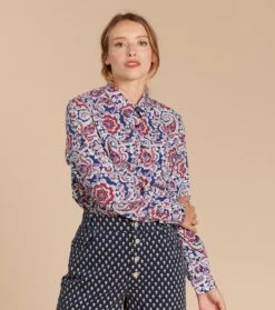 Chemise ELINA Kerala Marine Et Bordeaux -Mode Vêtements Magasin elina kerala