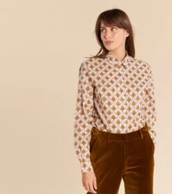 Chemise ELINA Plumette écru Et Bordeaux -Mode Vêtements Magasin elina plumette.3