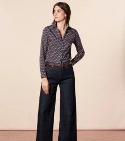 Chemise ELINA Scarabée Marine Camel -Mode Vêtements Magasin elina scrabee