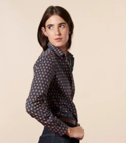 Chemise ELINA Scarabée Marine Camel -Mode Vêtements Magasin elina scrabee.3