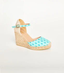 Espadrilles Compensées Mouche Turquoise