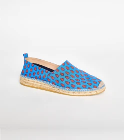 Espadrilles Homme La Mouche Bleu Et Corail