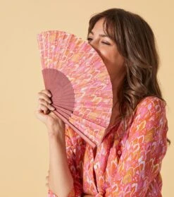 Eventail Plume Bouton D'or Fuchsia