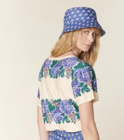 Tee-shirt GAETANE Chanchan écru-Indigo -Mode Vêtements Magasin gaetan chanchan.3