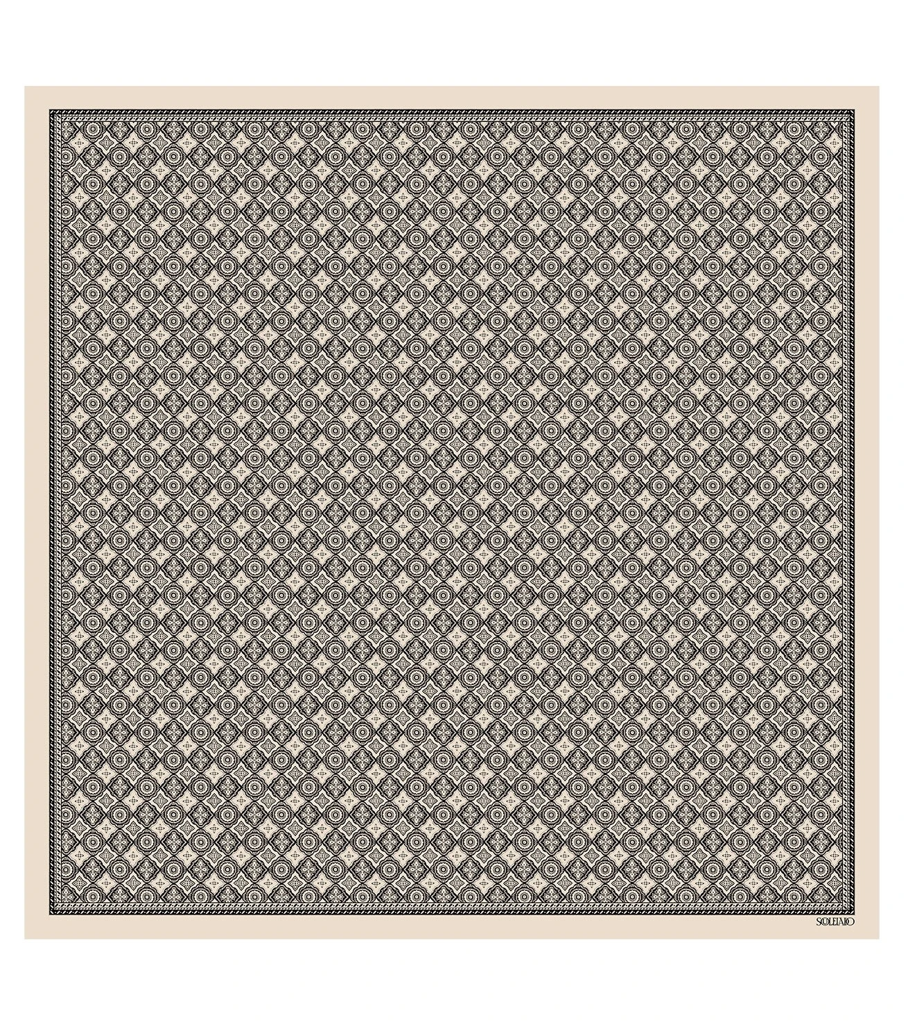 Pochette Gavroche En Twill De Soie Mini Mosaique 45 X 45 Cm Beige & Noire 1 Pochette Gavroche En Twill De Soie Mini Mosaique 45 X 45 Cm Beige & Noire