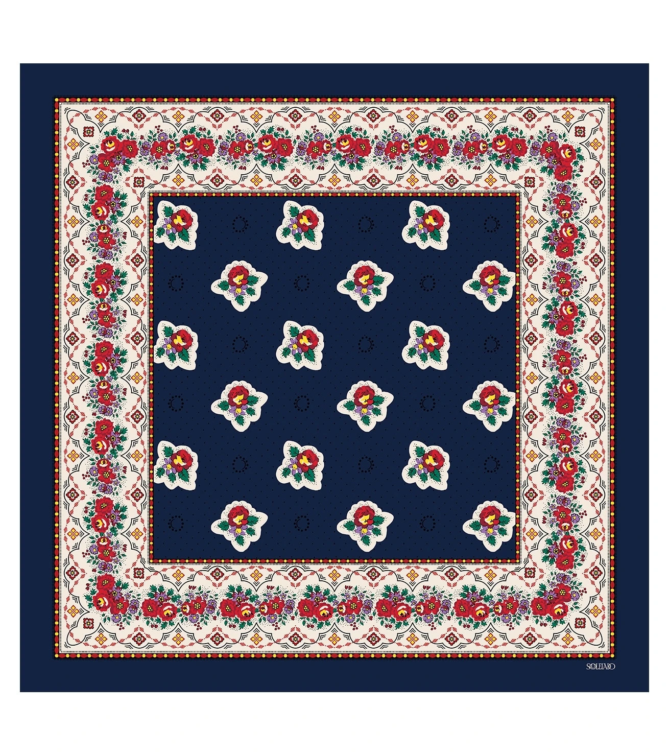 Pochette Gavroche En Twill De Soie PRINTANIER Marine 45 X 45 Cm 1 Pochette Gavroche En Twill De Soie PRINTANIER Marine 45 X 45 Cm