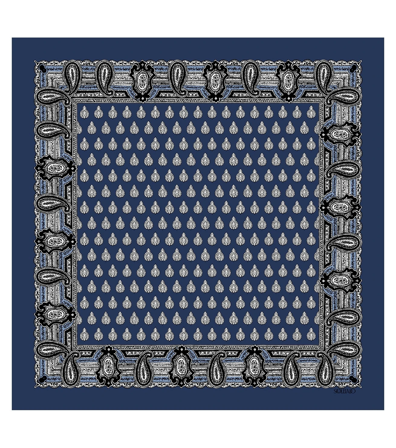 Pochette Gavroche En Twill De Soie SCARABEE Marine 45 X 45 Cm 1 Pochette Gavroche En Twill De Soie SCARABEE Marine 45 X 45 Cm