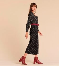 Jupe-culotte GILDA Pâquerette Velours Noir Et Fuchsia -Mode Vêtements Magasin gilda.1. 1