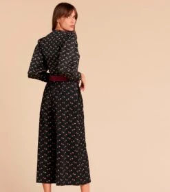 Jupe-culotte GILDA Pâquerette Velours Noir Et Fuchsia