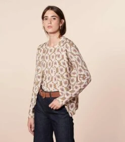 Mode Vêtements Magasin 13 Gilet DOUCE Feuille De Vigne Nacre & Nude