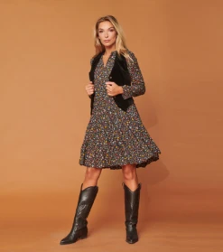 Robe LAURIE Tulipe Confetti Noir -Mode Vêtements Magasin gilet fausto noir 1