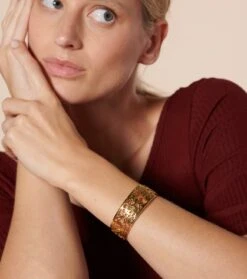 Manchette Floral Dorée -Mode Vêtements Magasin jonc floral.01