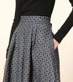 Jupe ALIETTE Trèfle Carreaux Marine -Mode Vêtements Magasin jupe aliette.3 1