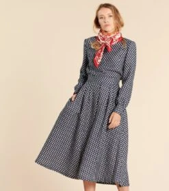 Jupe ALIETTE Petit Sapin Jacquard Bleu Et Blanc -Mode Vêtements Magasin jupe aliette3