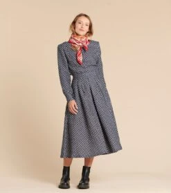 Jupe ALIETTE Petit Sapin Jacquard Bleu Et Blanc