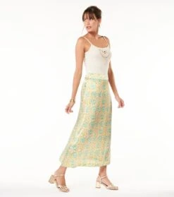 Jupe ELLA Sault Ocre Turquoise -Mode Vêtements Magasin jupe ella bucolique.1