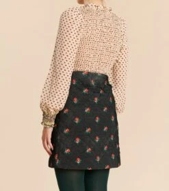 Jupe Matelassée IDA Printemps Noir Et Multico -Mode Vêtements Magasin jupe ida