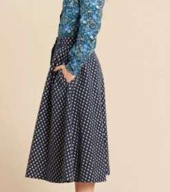 Jupe NINETTE Serge Stretch La Mouche Marine -Mode Vêtements Magasin jupe ninette mouche.1