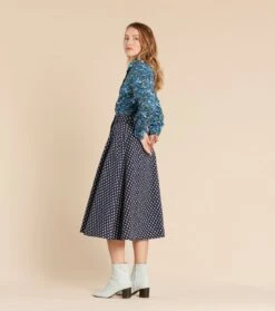 Jupe NINETTE Serge Stretch La Mouche Marine -Mode Vêtements Magasin jupe ninette mouche.4
