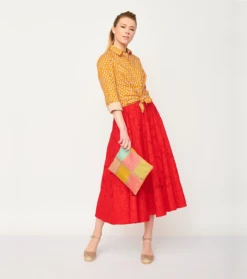 Jupe CANNES Broderie Anglaise Rouge -Mode Vêtements Magasin jupe cannes broderie anglaise rouge2