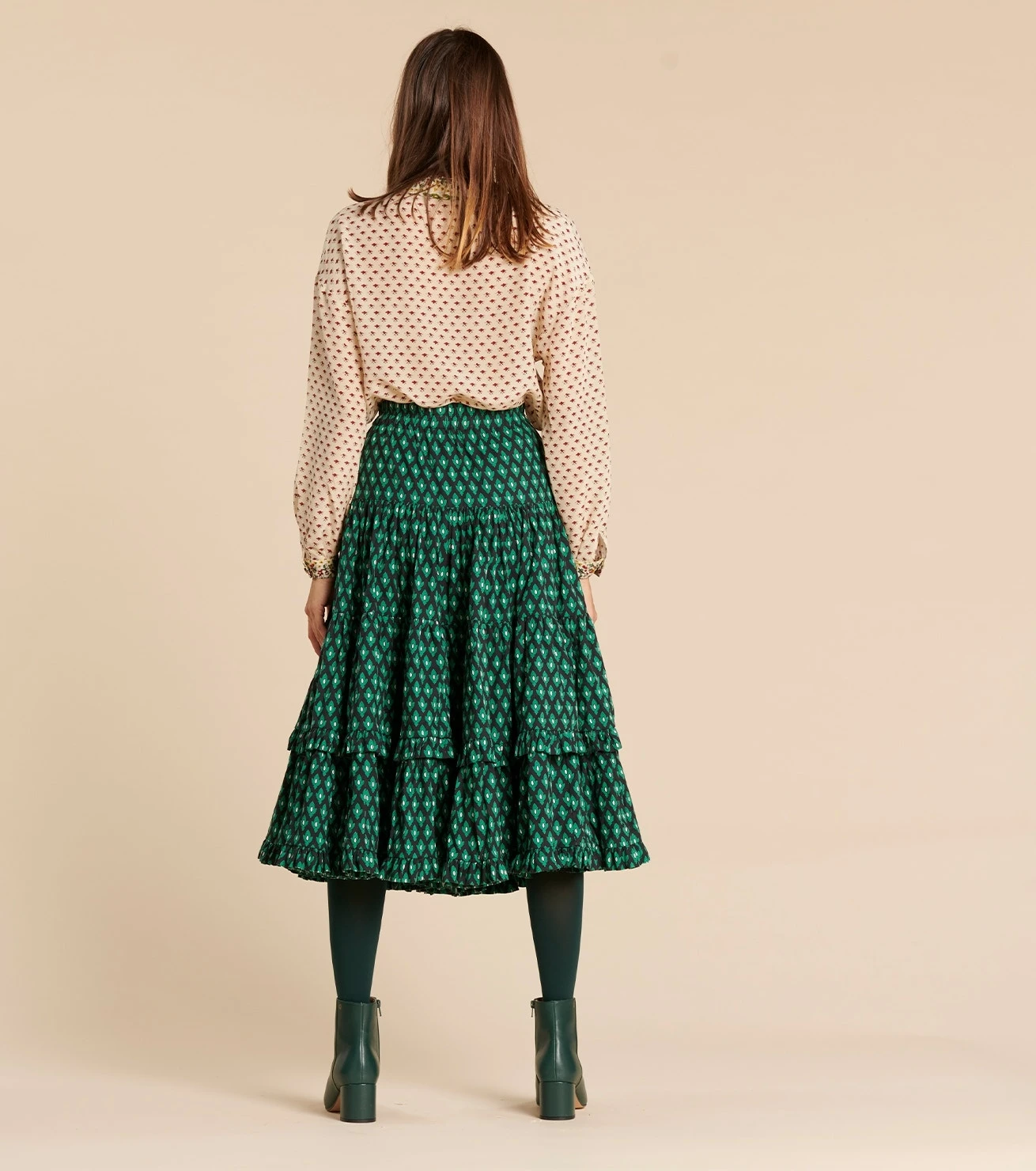 Jupon MATHILDA Palmette Vert 6 Jupon MATHILDA Palmette Vert – Image 6