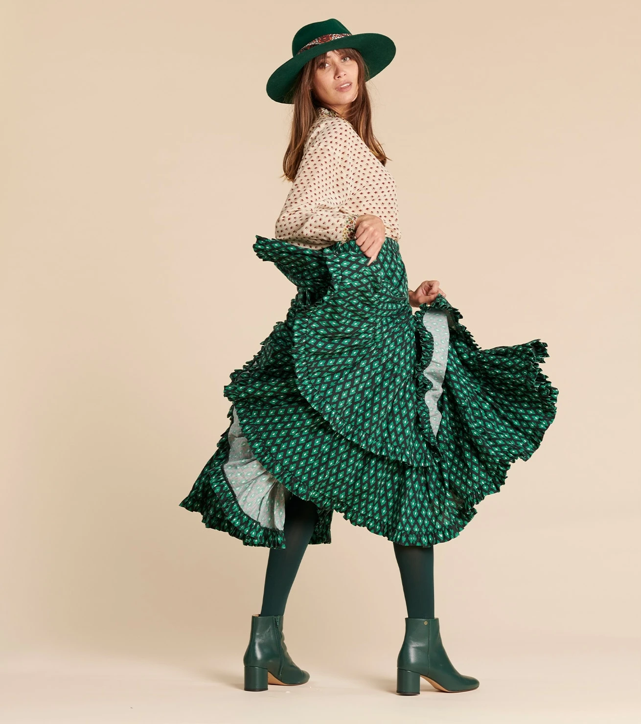 Jupon MATHILDA Palmette Vert 5 Jupon MATHILDA Palmette Vert – Image 5