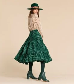 Jupon MATHILDA Palmette Vert 8 Jupon MATHILDA Palmette Vert -Mode Vêtements Magasin jupon mathilda.4 1