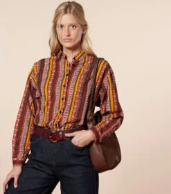 Chemise LENA Farandole Rayure Orange Noir