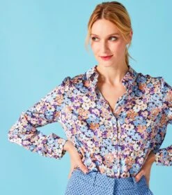 Blouse LINETTE Florentine Ciel 8 Blouse LINETTE Florentine Ciel -Mode Vêtements Magasin linette florentine ciel.2