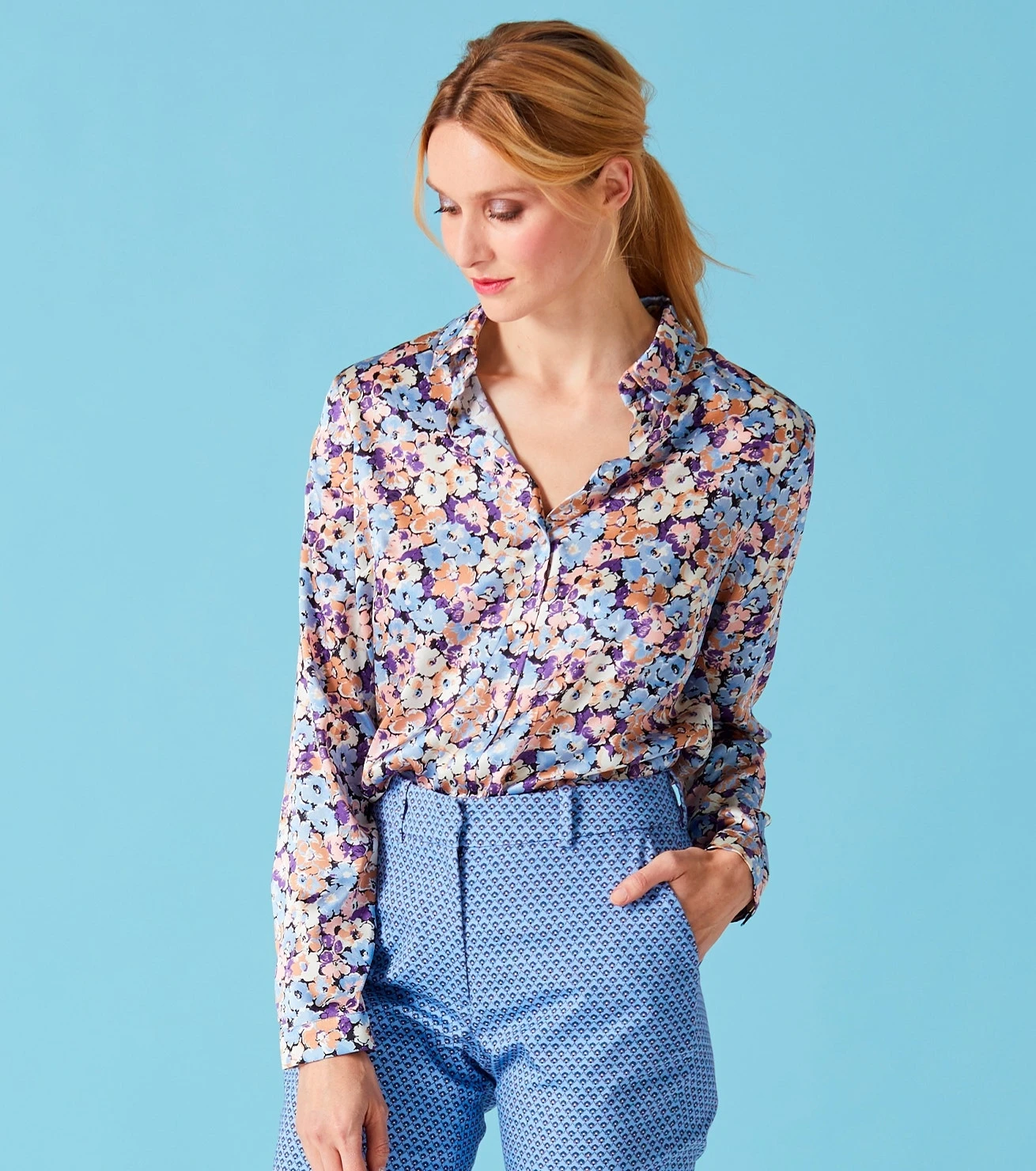 Blouse LINETTE Florentine Ciel 6 Blouse LINETTE Florentine Ciel – Image 6