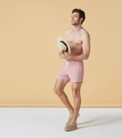 Short De Bain MARIN Fleur Bicolore Tomette -Mode Vêtements Magasin maillot fleur blicolor.2