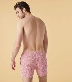 Short De Bain MARIN Fleur Bicolore Tomette -Mode Vêtements Magasin maillot fleur blicolor.4