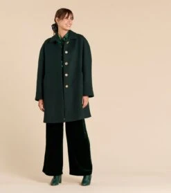 Manteau 3/4 ESPERANCE Lainage Vert Foncé