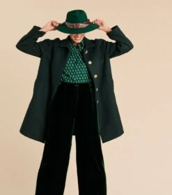 Manteau 3/4 ESPERANCE Lainage Vert Foncé -Mode Vêtements Magasin manteau esperance.4