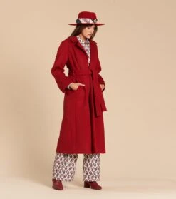 Manteau FELICITE Lainage Bordeaux -Mode Vêtements Magasin manteau felicite framboise.1