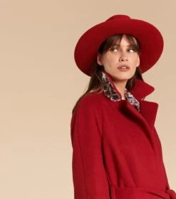 Manteau FELICITE Lainage Bordeaux -Mode Vêtements Magasin manteau felicite framboise.4