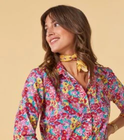 Mouchoir Coton FLEUR DES CHAMPS Jaune 45 X 45 Cm -Mode Vêtements Magasin mouchoir fleur des champs jaune 45x45.1