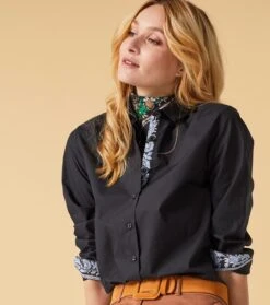 Mouchoir Coton LAURA Noir Et Vert 45 X 45 Cm -Mode Vêtements Magasin mouchoir laura noir 45x45.2