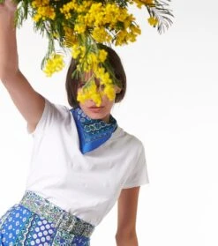 Mouchoir Coton Provence Bleu Menthe 45 X 45 Cm -Mode Vêtements Magasin mouchoir provence bleu vert.2