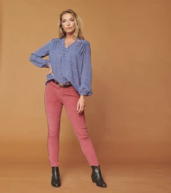 Pantalon NICO Velours Milleraies Rouge -Mode Vêtements Magasin nico earh red.2