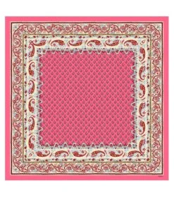 Carré En Twill De Soie PAISLEY VEGETAL Rose écru 90 X 90 Cm